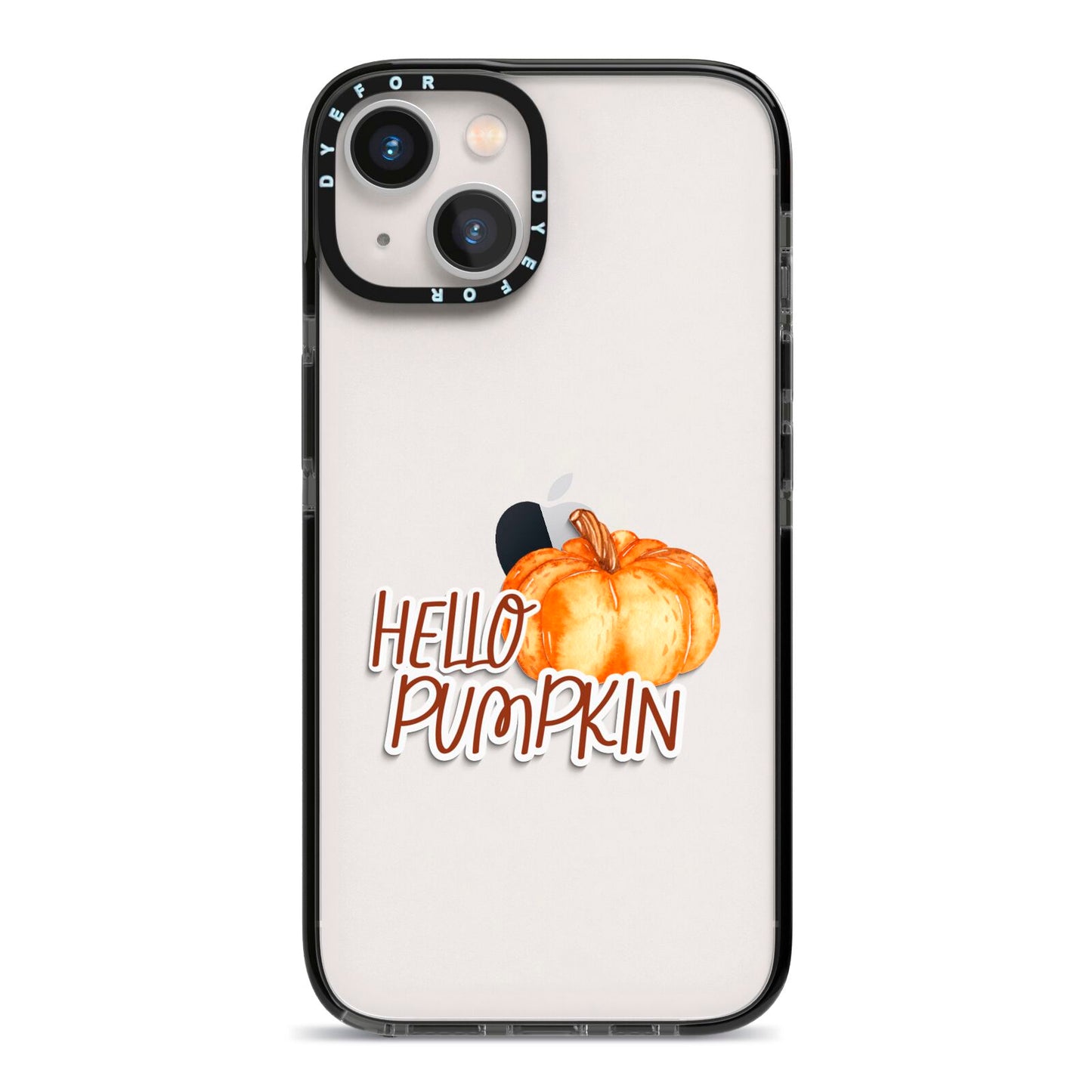 Hello Pumpkin iPhone 13 Black Impact Case on Silver phone