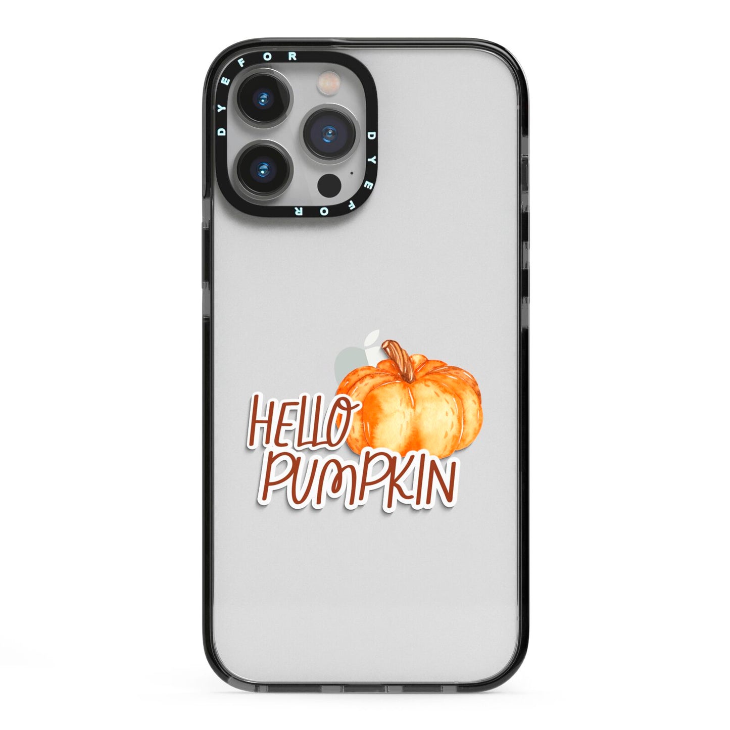 Hello Pumpkin iPhone 13 Pro Max Black Impact Case on Silver phone