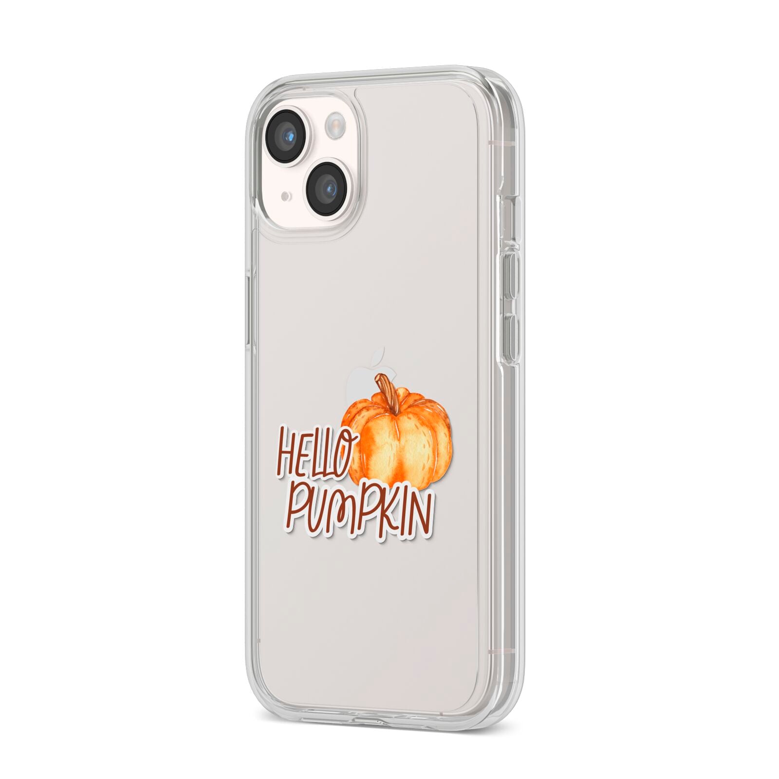 Hello Pumpkin iPhone 14 Clear Tough Case Starlight Angled Image
