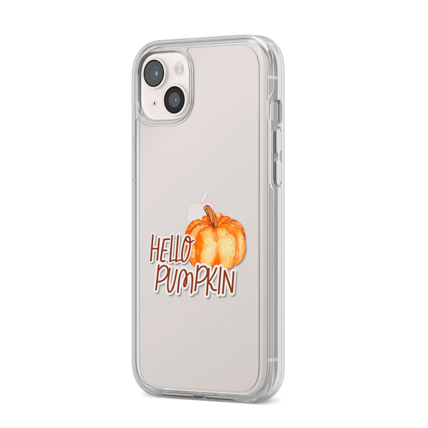 Hello Pumpkin iPhone 14 Plus Clear Tough Case Starlight Angled Image