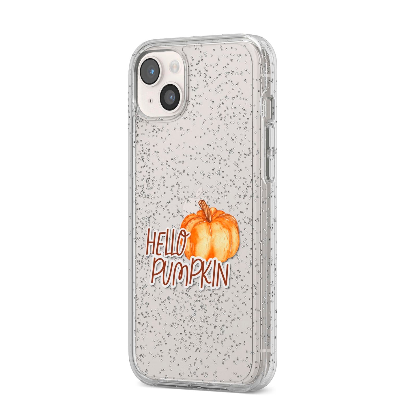 Hello Pumpkin iPhone 14 Plus Glitter Tough Case Starlight Angled Image