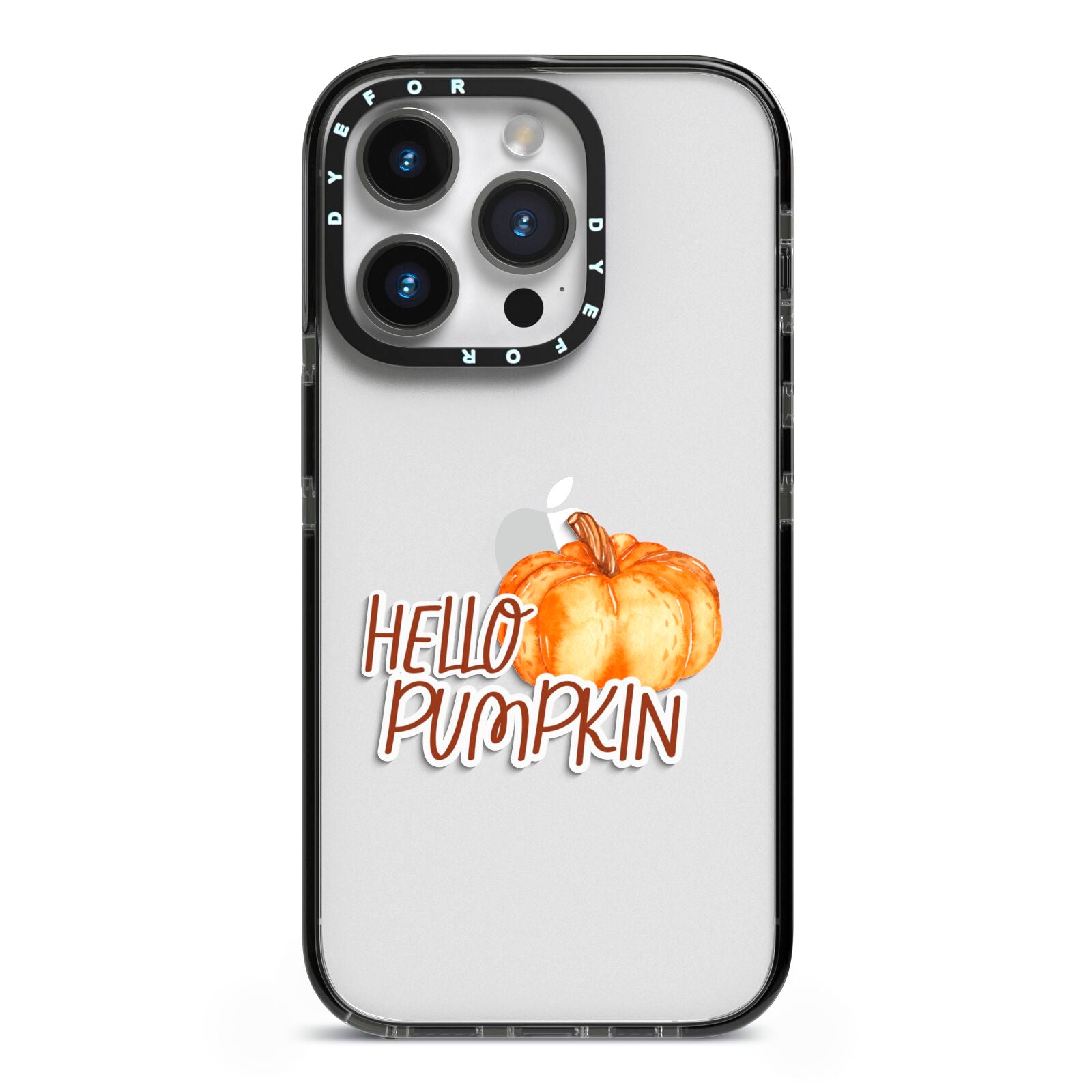 Hello Pumpkin iPhone 14 Pro Black Impact Case on Silver phone