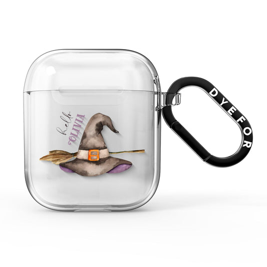 Hello Witch Hat Personalised AirPods Clear Case