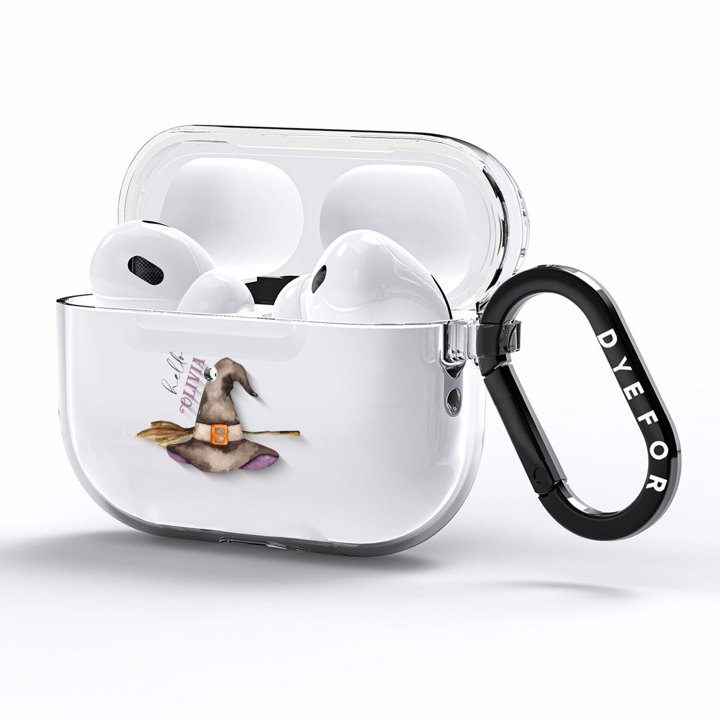 Hello Witch Hat Personalised AirPods Pro Clear Case Side Image