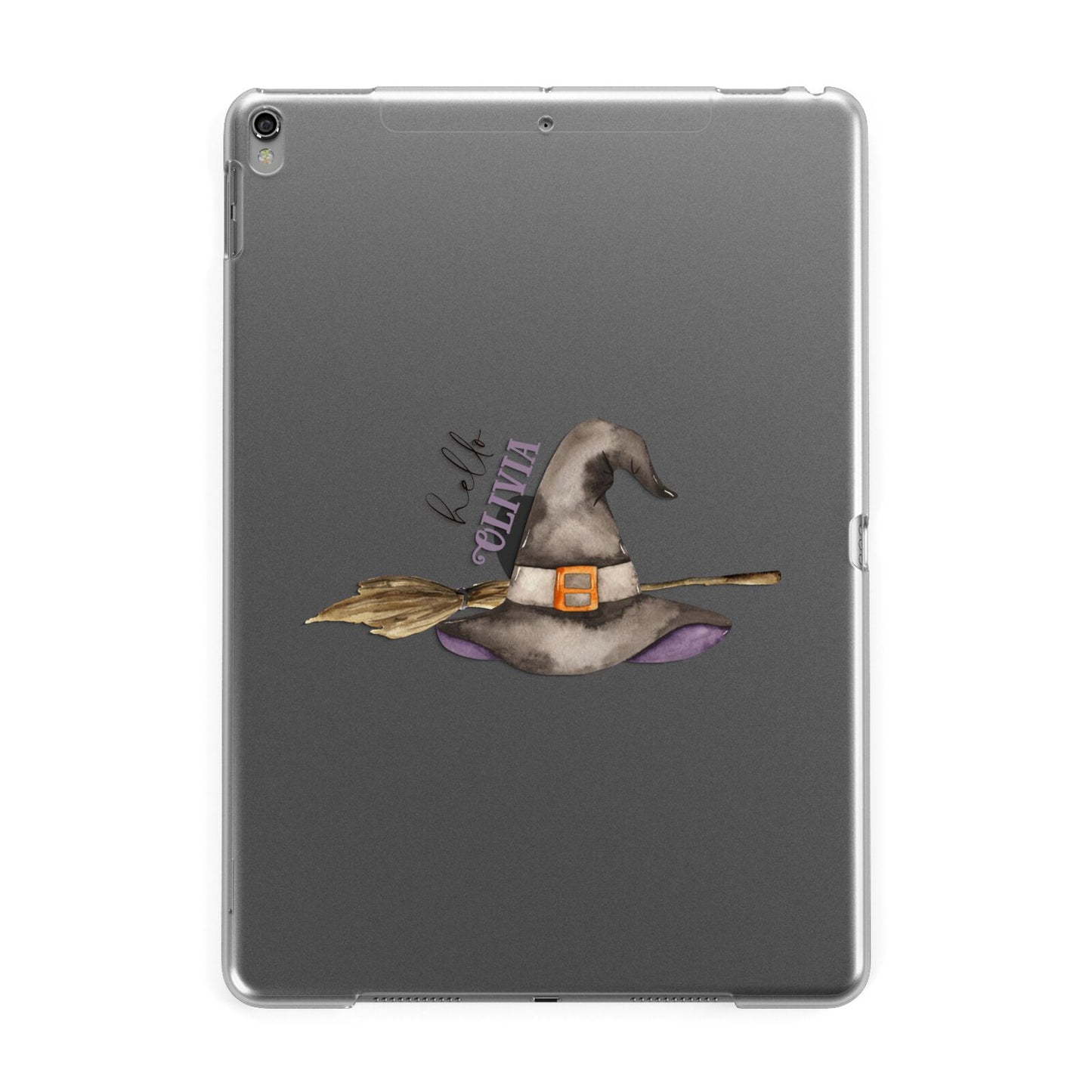 Hello Witch Hat Personalised Apple iPad Grey Case