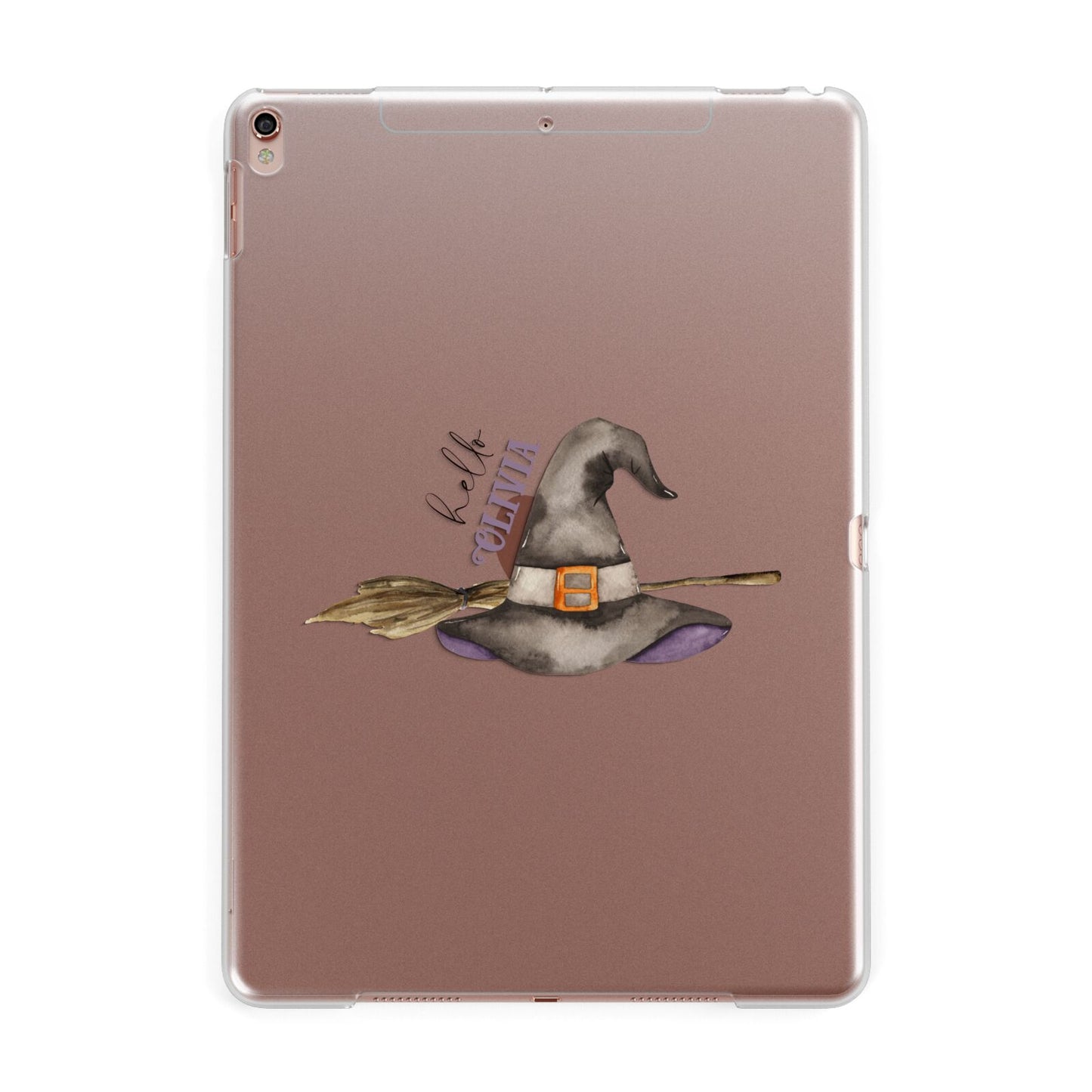 Hello Witch Hat Personalised Apple iPad Rose Gold Case