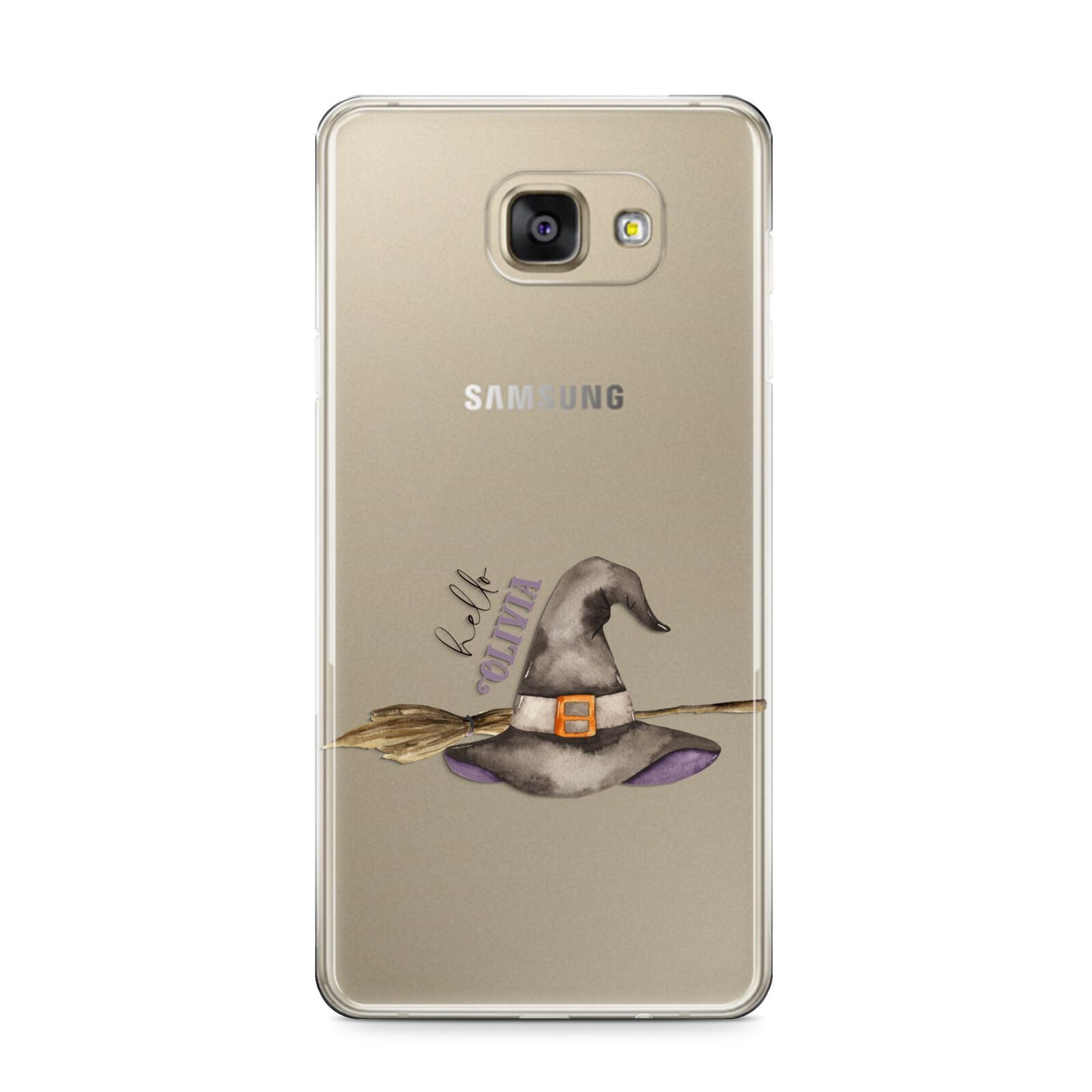 Hello Witch Hat Personalised Samsung Galaxy A9 2016 Case on gold phone