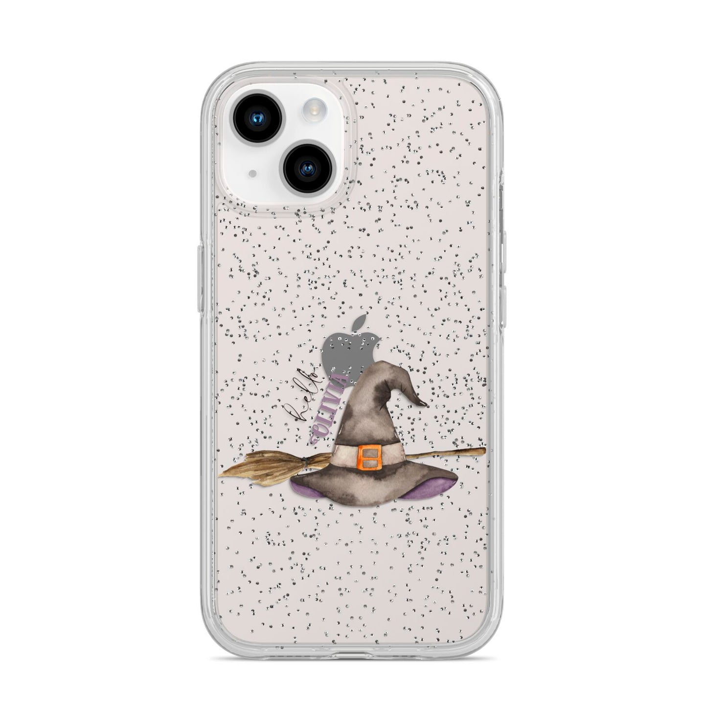 Hello Witch Hat Personalised iPhone 14 Glitter Tough Case Starlight