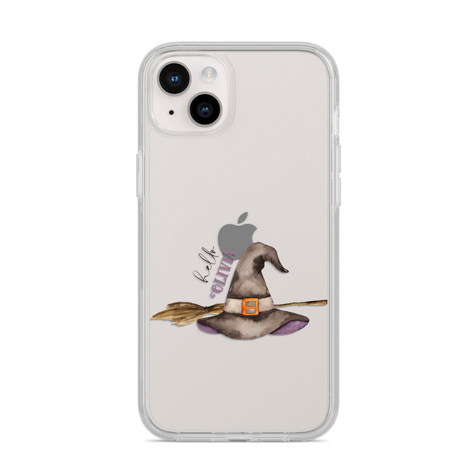 Hello Witch Hat Personalised iPhone 14 Plus Clear Tough Case Starlight