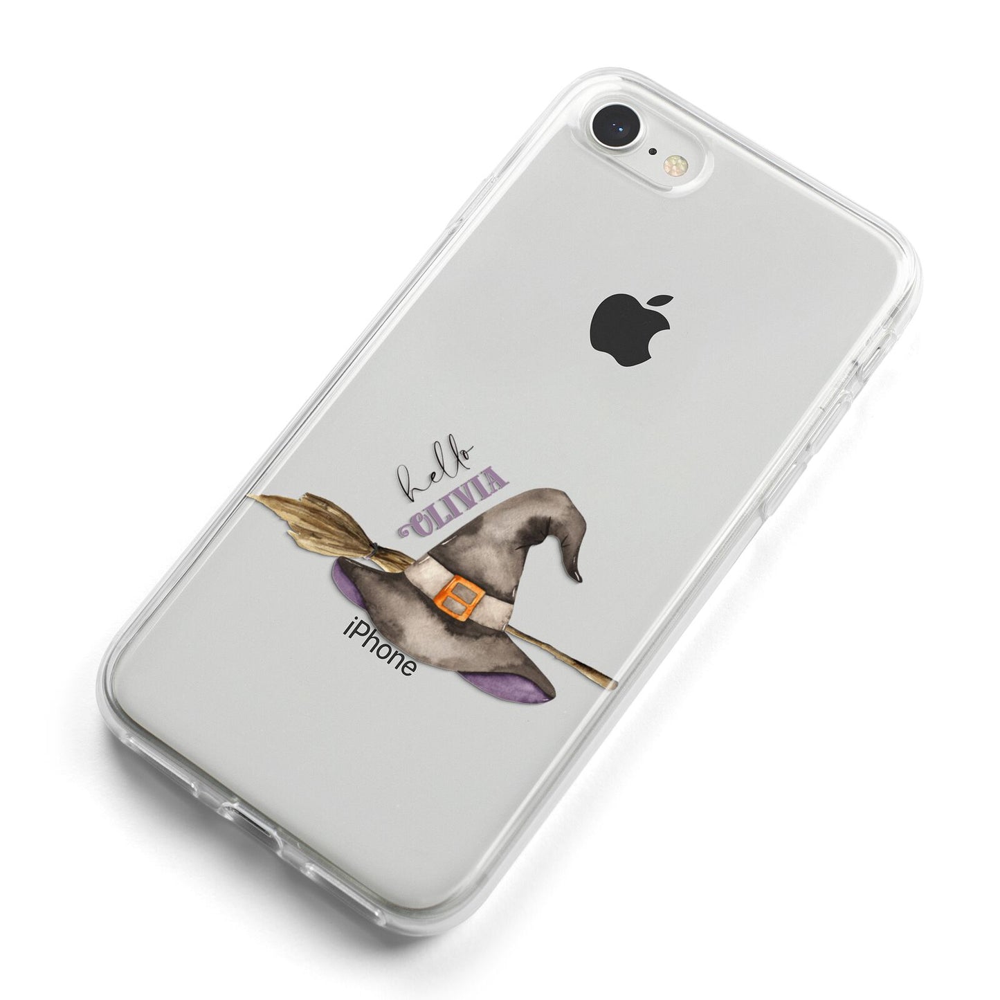 Hello Witch Hat Personalised iPhone 8 Bumper Case on Silver iPhone Alternative Image
