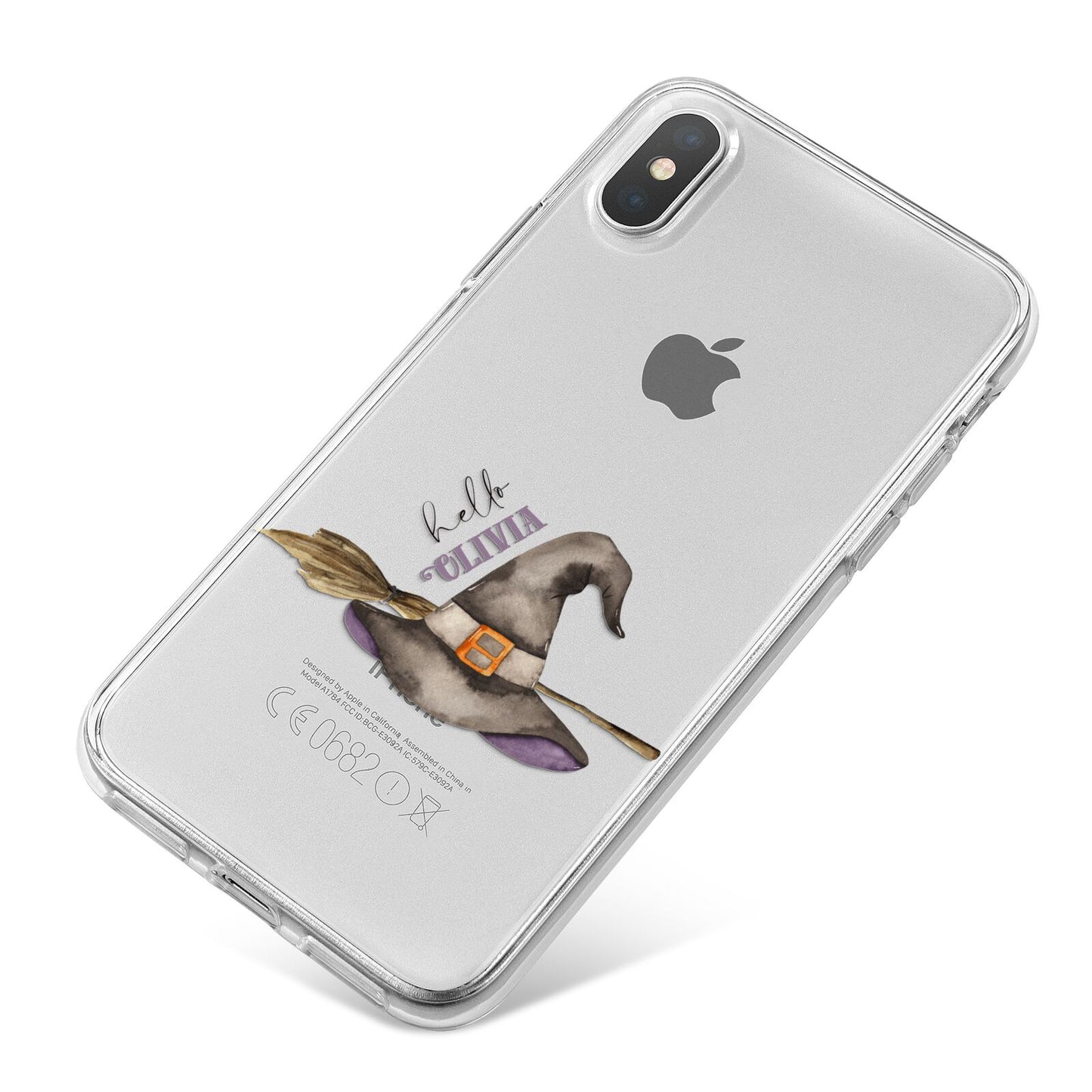 Hello Witch Hat Personalised iPhone X Bumper Case on Silver iPhone