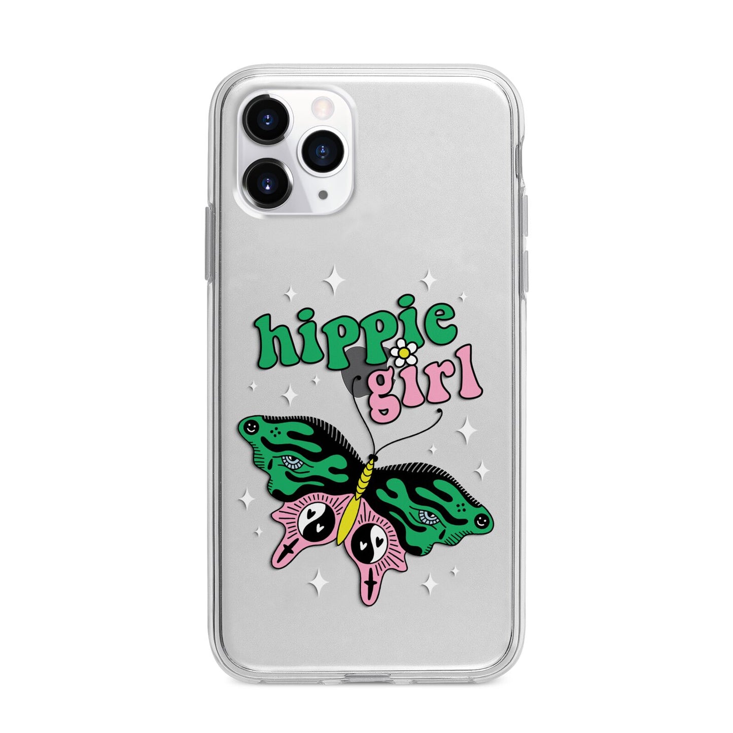 Hippie Girl Apple iPhone 11 Pro Max in Silver with Bumper Case