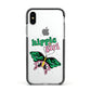 Hippie Girl Apple iPhone Xs Impact Case Black Edge on Silver Phone