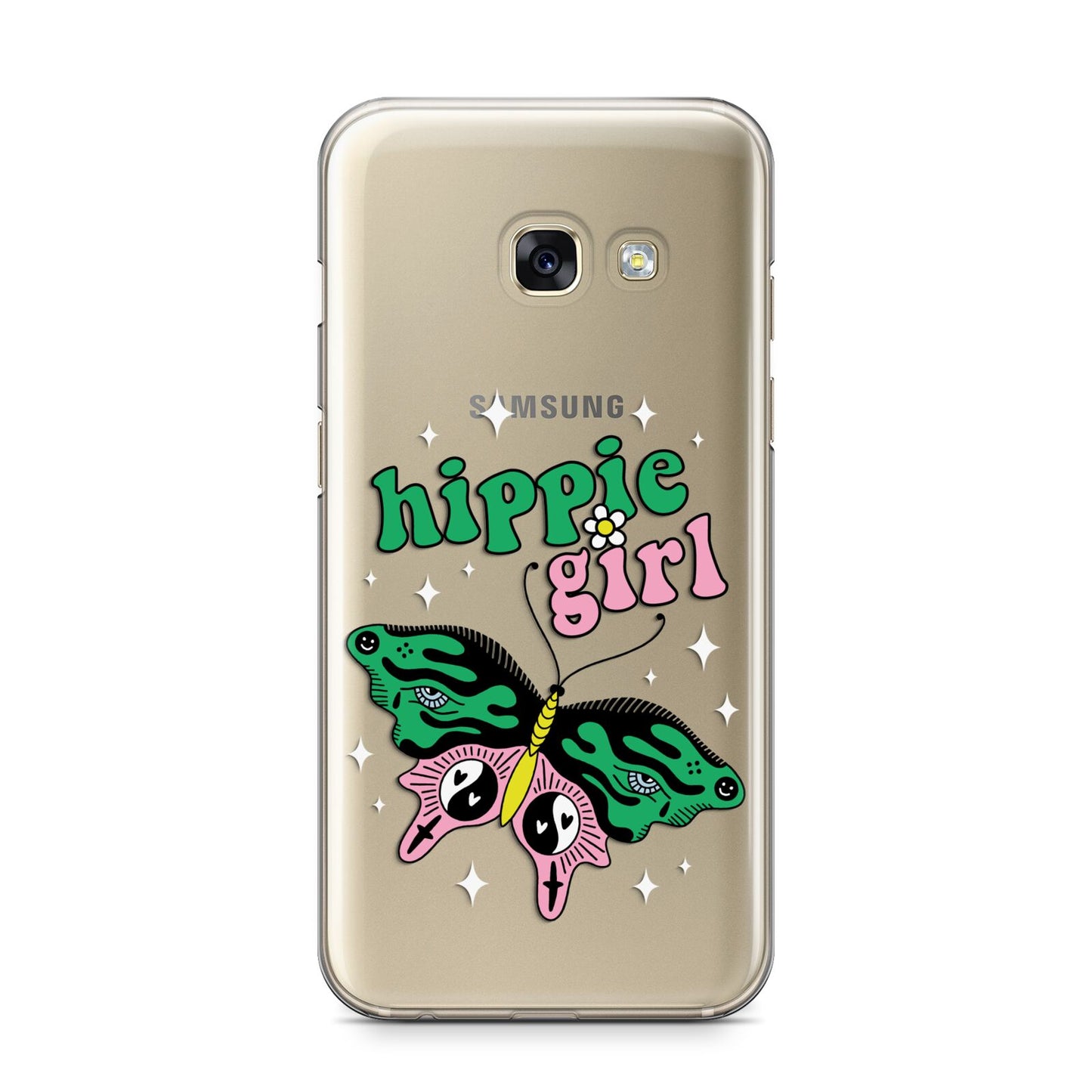 Hippie Girl Samsung Galaxy A3 2017 Case on gold phone