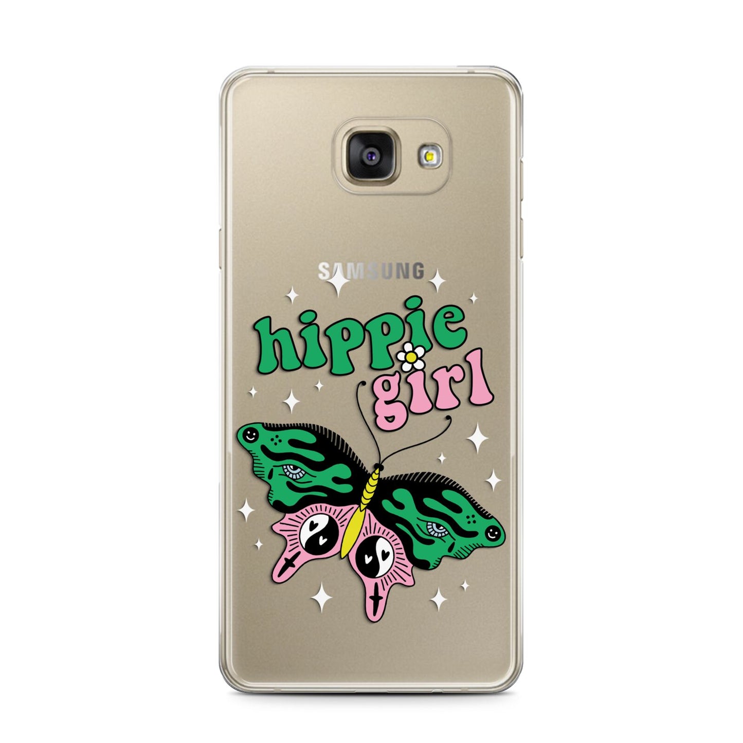 Hippie Girl Samsung Galaxy A7 2016 Case on gold phone
