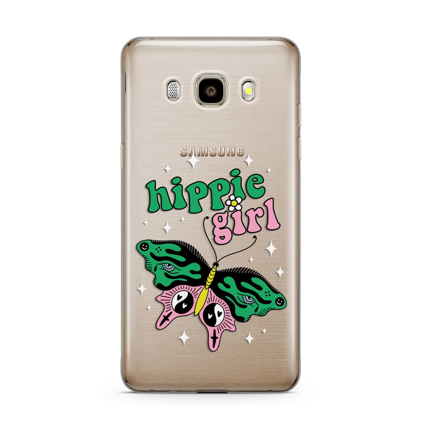 Hippie Girl Samsung Galaxy J7 2016 Case on gold phone