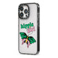 Hippie Girl iPhone 13 Pro Black Impact Case Side Angle on Silver phone