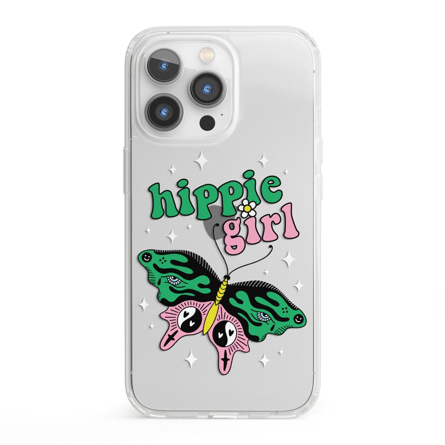 Hippie Girl iPhone 13 Pro Clear Bumper Case