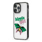 Hippie Girl iPhone 13 Pro Max Black Impact Case Side Angle on Silver phone