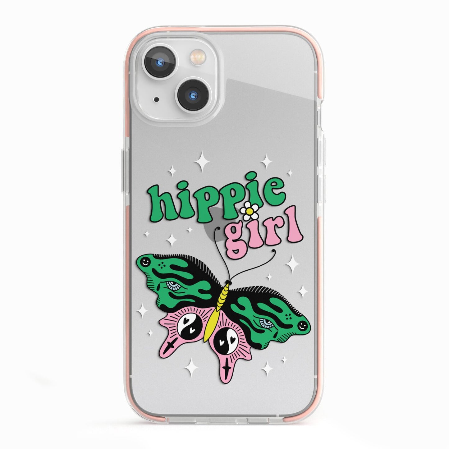 Hippie Girl iPhone 13 TPU Impact Case with Pink Edges
