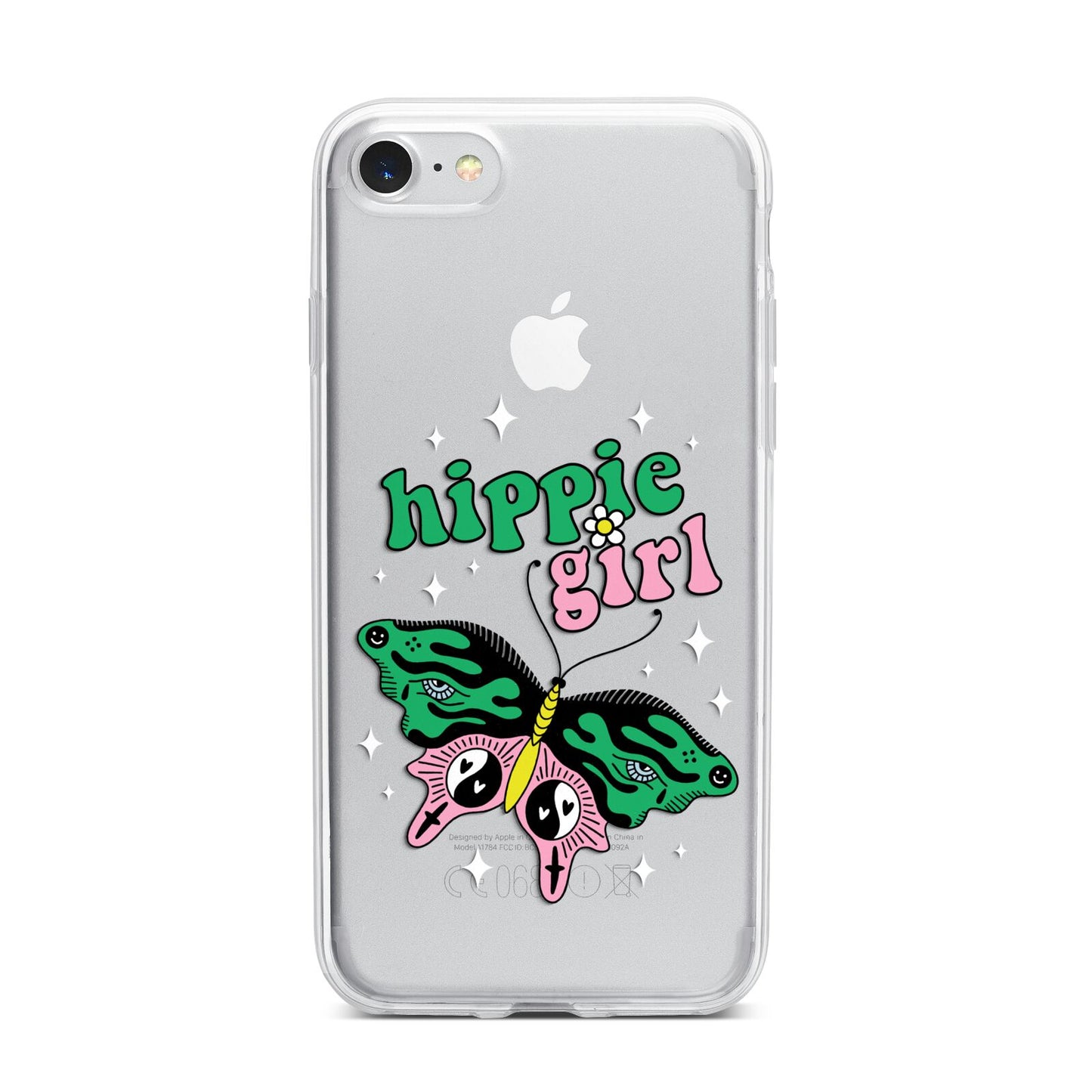 Hippie Girl iPhone 7 Bumper Case on Silver iPhone