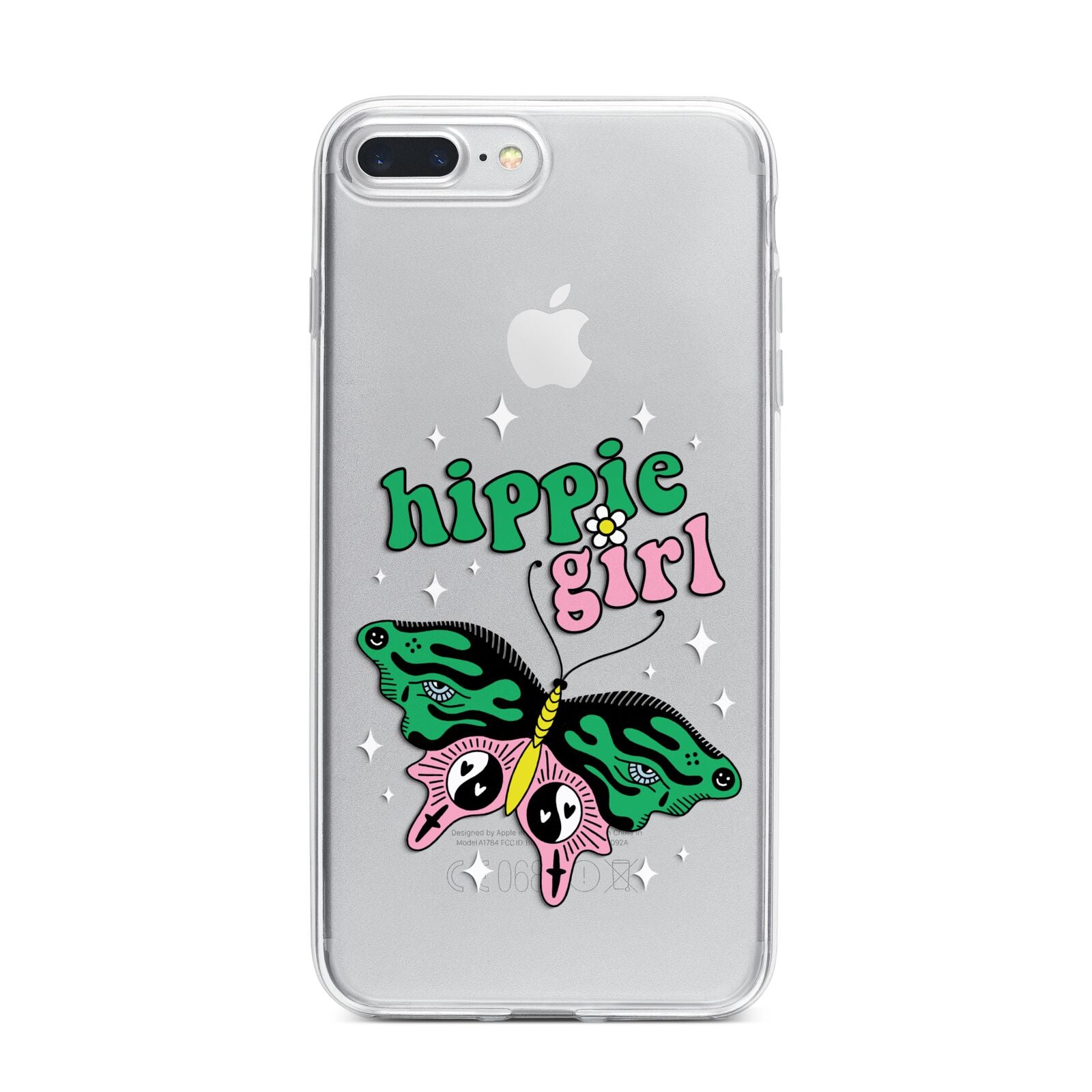 Hippie Girl iPhone 7 Plus Bumper Case on Silver iPhone