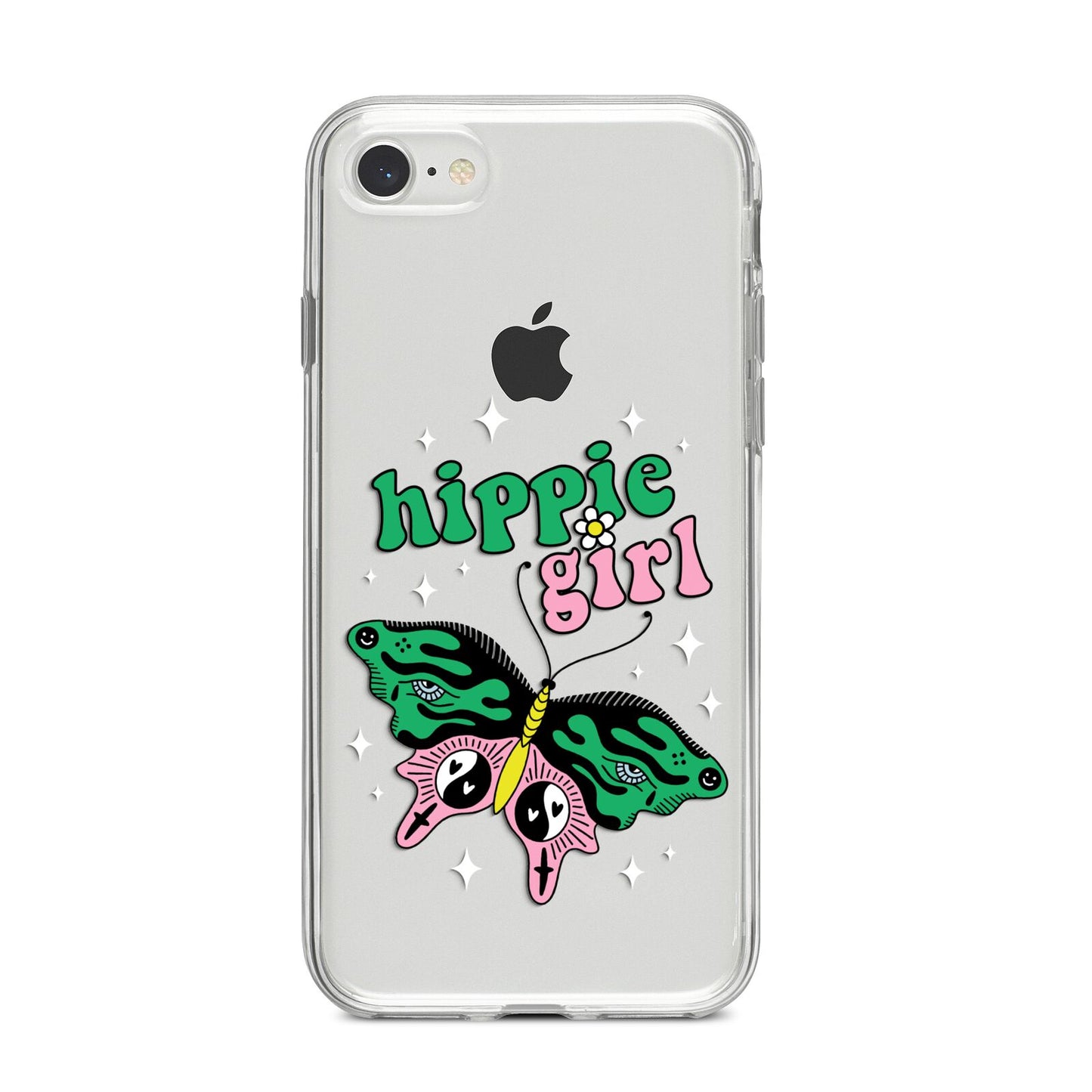 Hippie Girl iPhone 8 Bumper Case on Silver iPhone