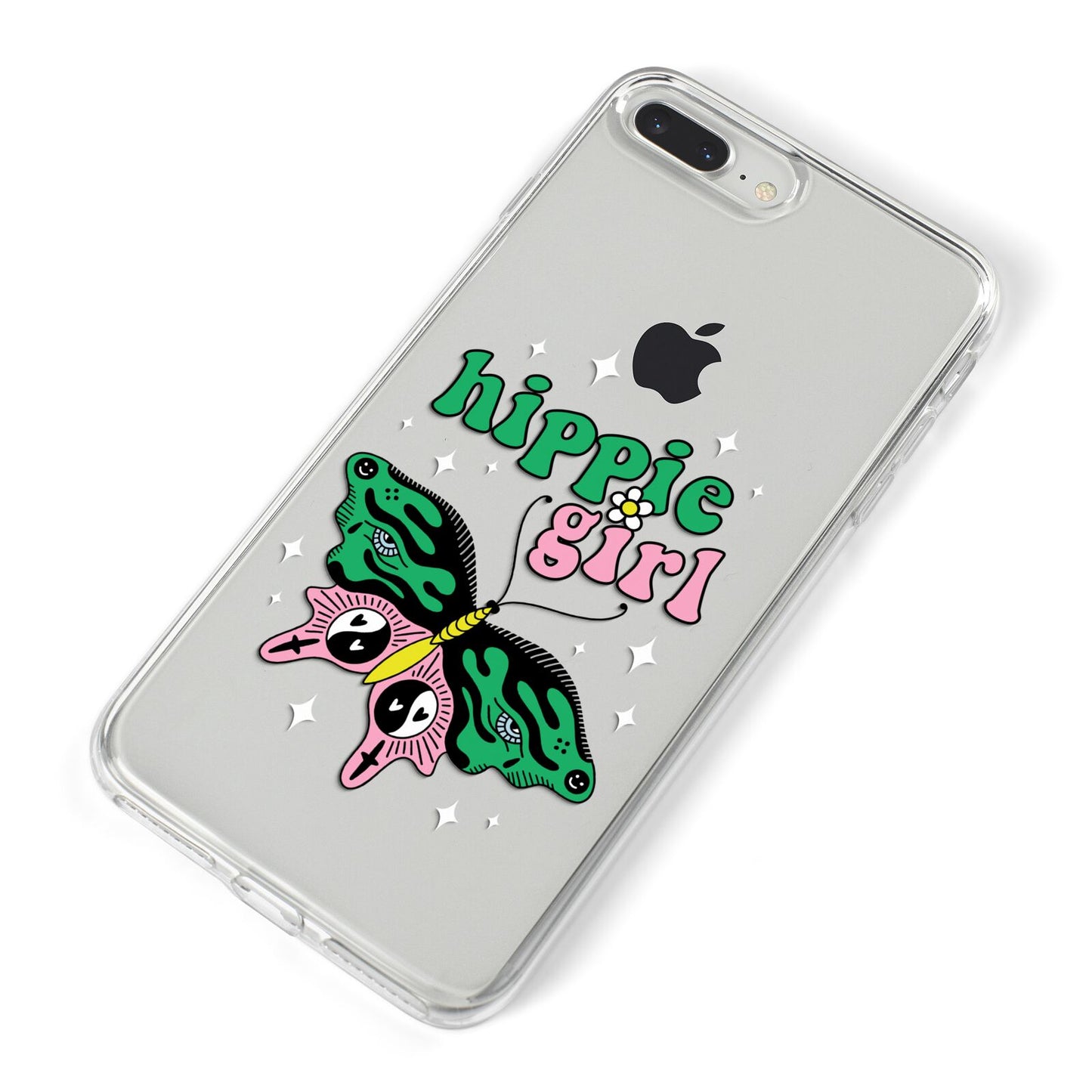 Hippie Girl iPhone 8 Plus Bumper Case on Silver iPhone Alternative Image