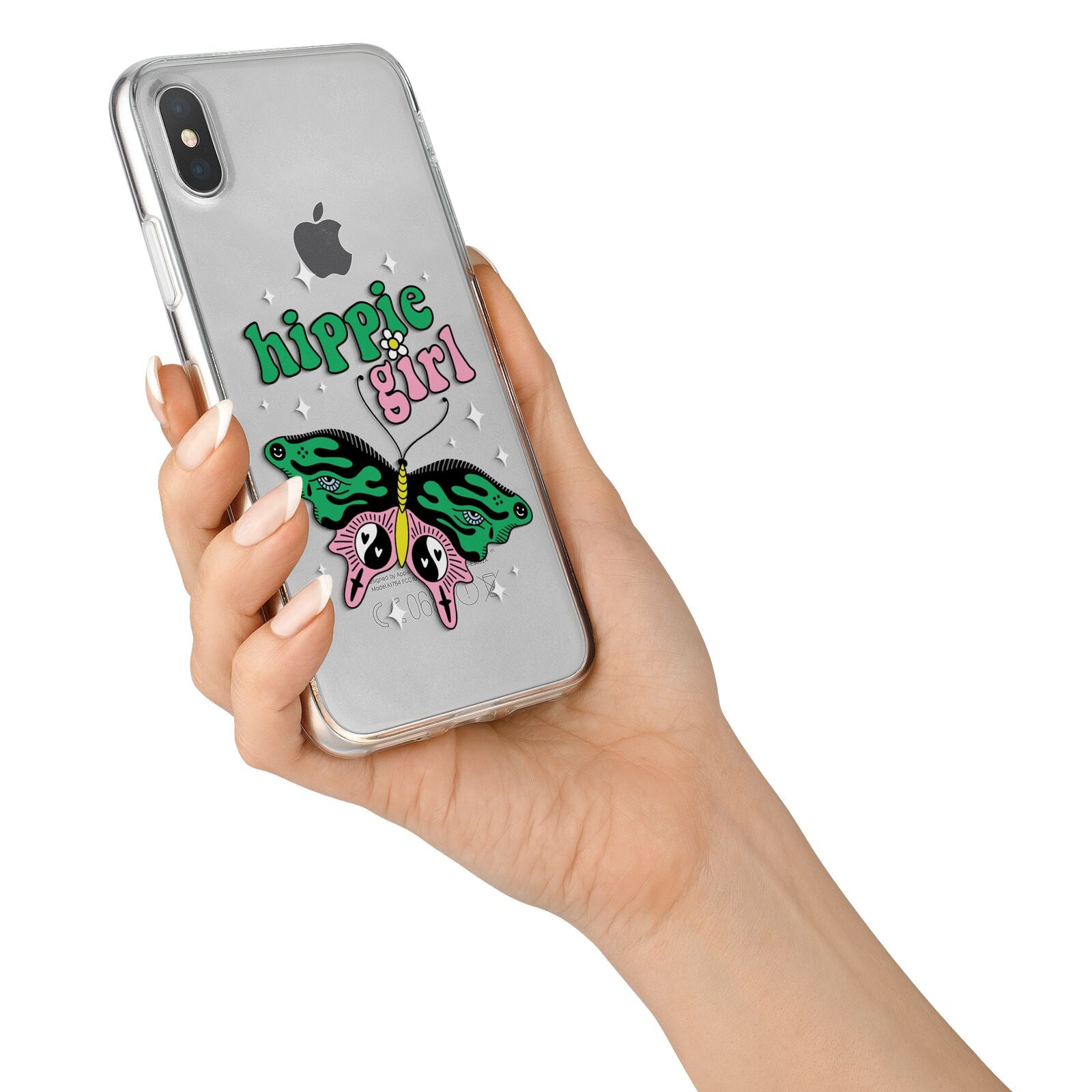 Hippie Girl iPhone X Bumper Case on Silver iPhone Alternative Image 2
