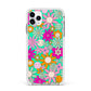 Hippy Floral Apple iPhone 11 Pro Max in Silver with White Impact Case