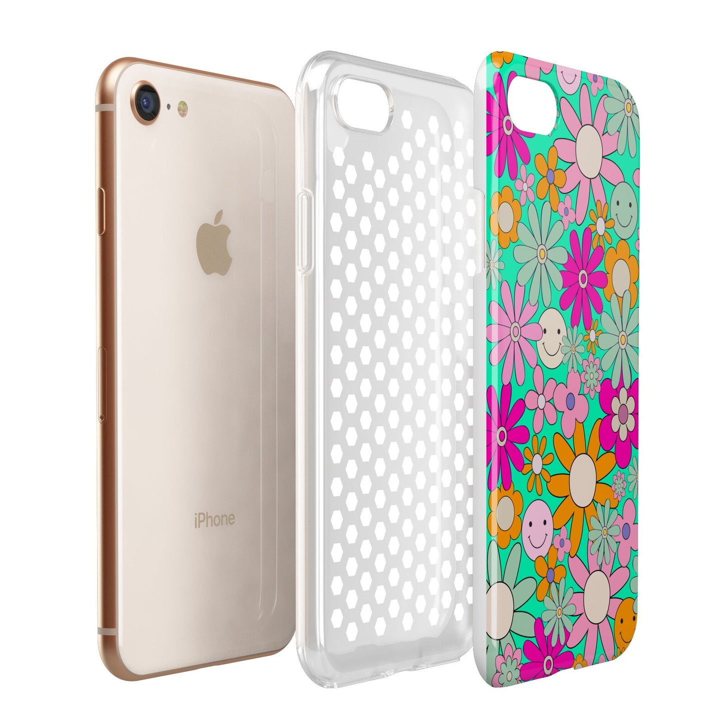 Hippy Floral Apple iPhone 7 8 3D Tough Case Expanded View
