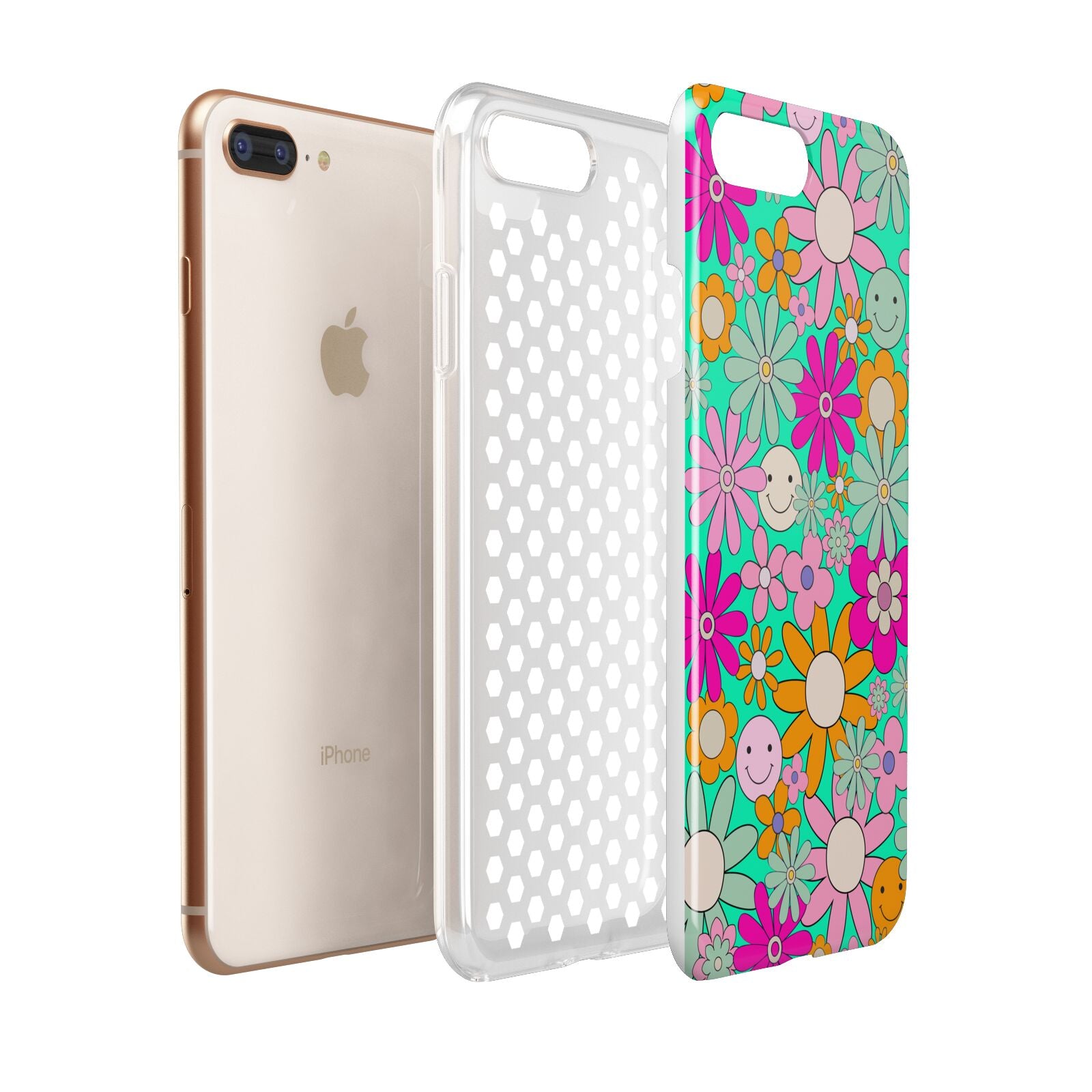 Hippy Floral Apple iPhone 7 8 Plus 3D Tough Case Expanded View