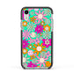 Hippy Floral Apple iPhone XR Impact Case Black Edge on Silver Phone