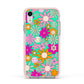 Hippy Floral Apple iPhone XR Impact Case Pink Edge on Silver Phone