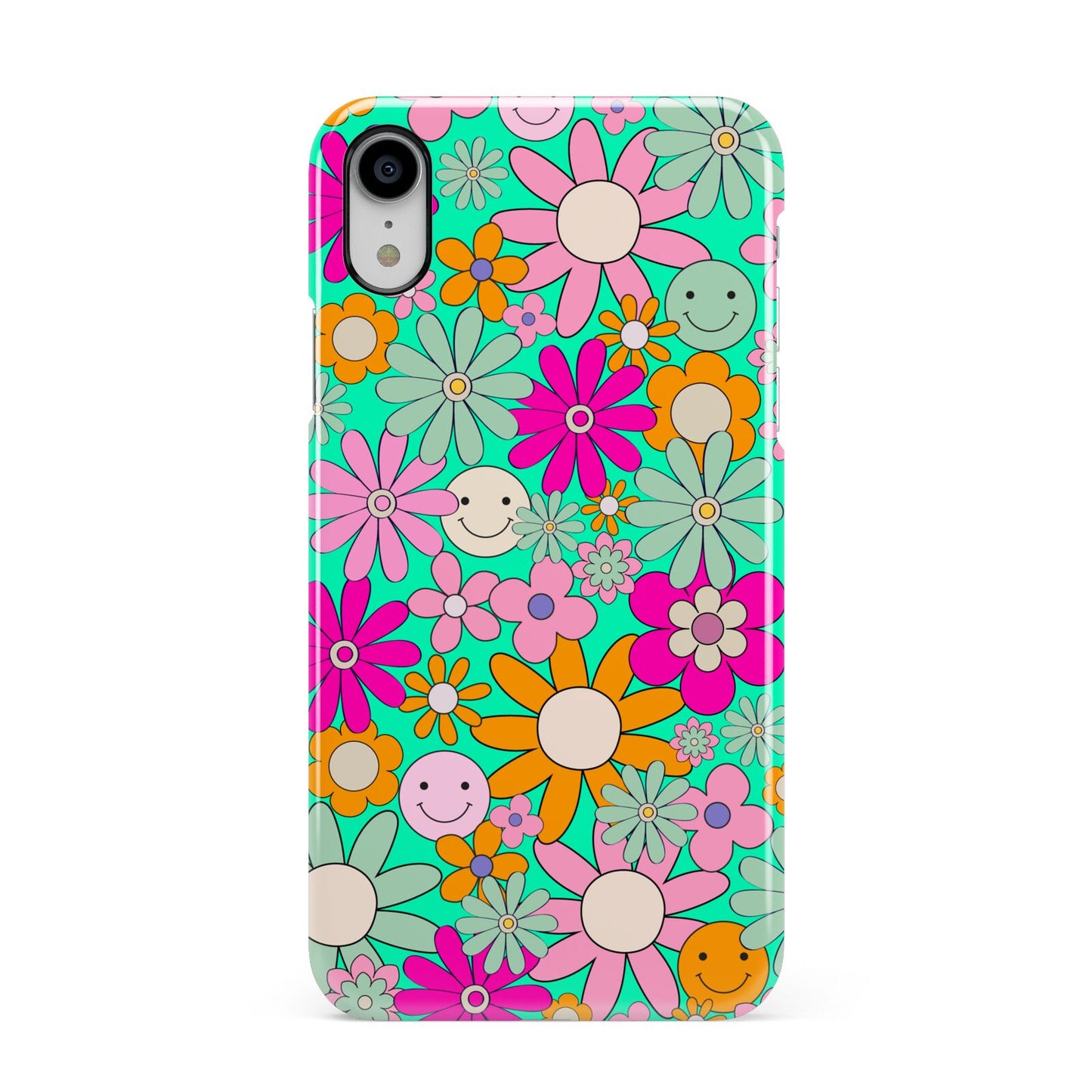 Hippy Floral Apple iPhone XR White 3D Snap Case