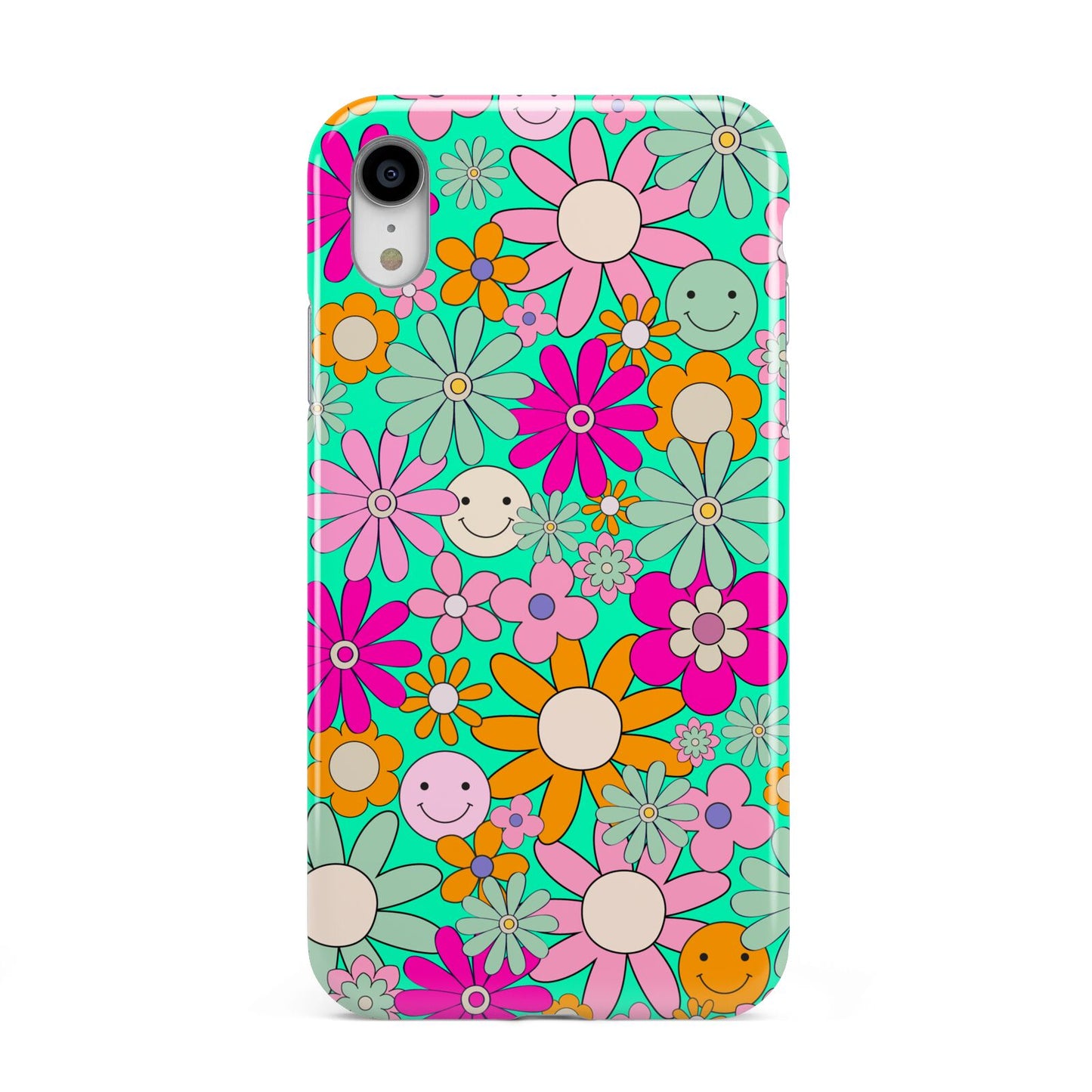 Hippy Floral Apple iPhone XR White 3D Tough Case