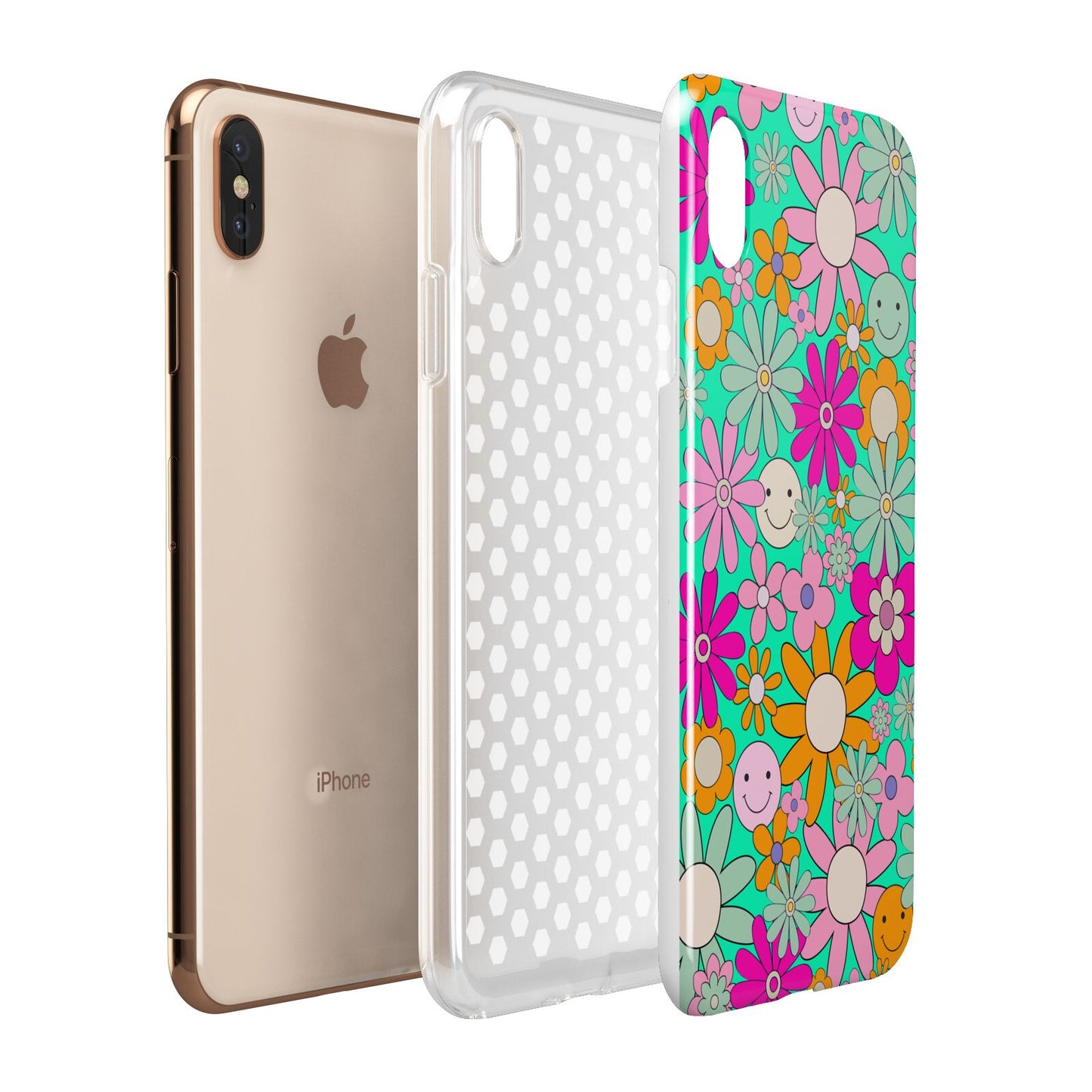 Hippy Floral Apple iPhone Xs Max 3D Tough Case Expanded View