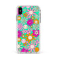 Hippy Floral Apple iPhone Xs Max Impact Case White Edge on Silver Phone