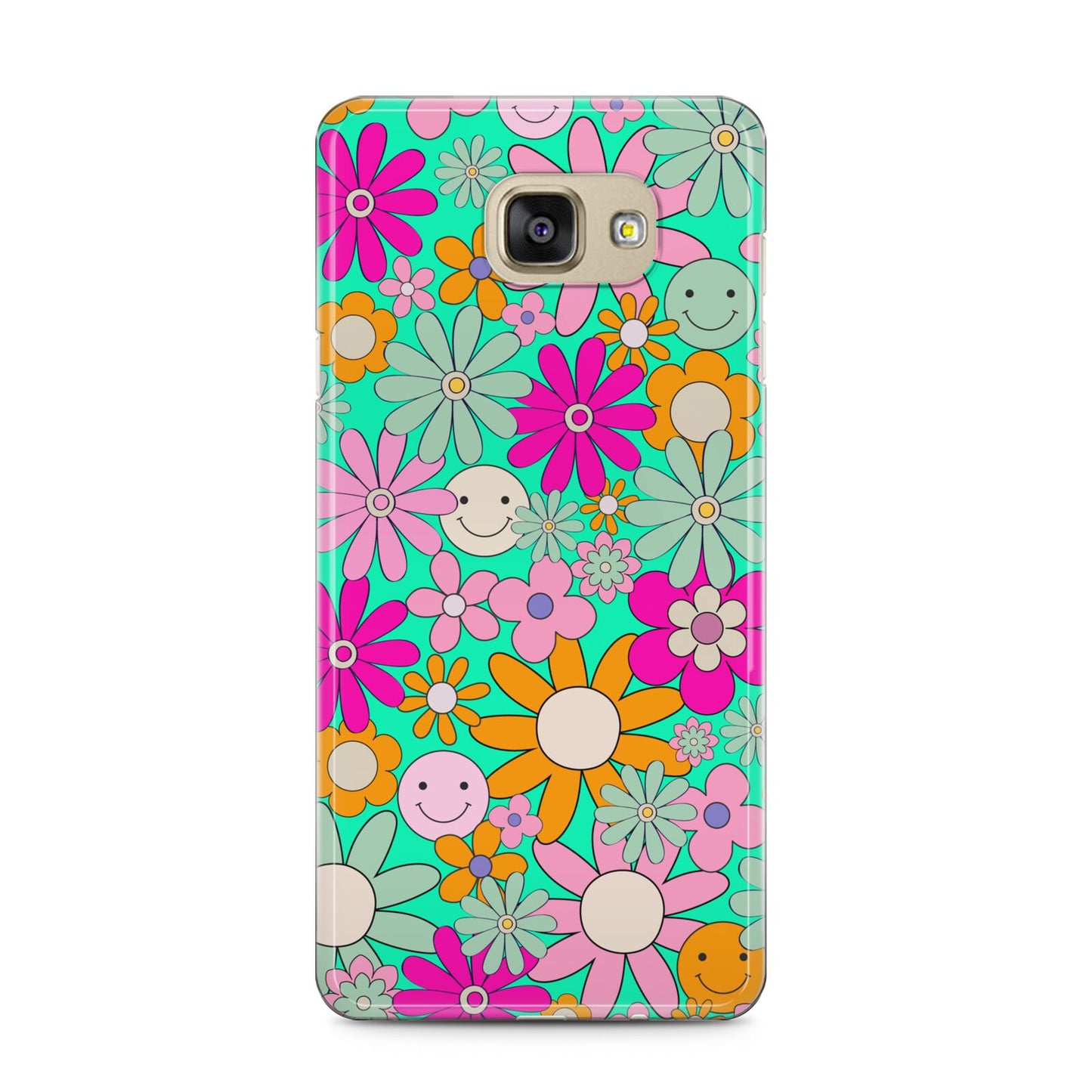 Hippy Floral Samsung Galaxy A5 2016 Case on gold phone