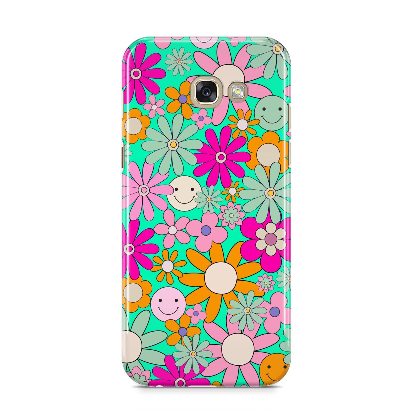 Hippy Floral Samsung Galaxy A5 2017 Case on gold phone