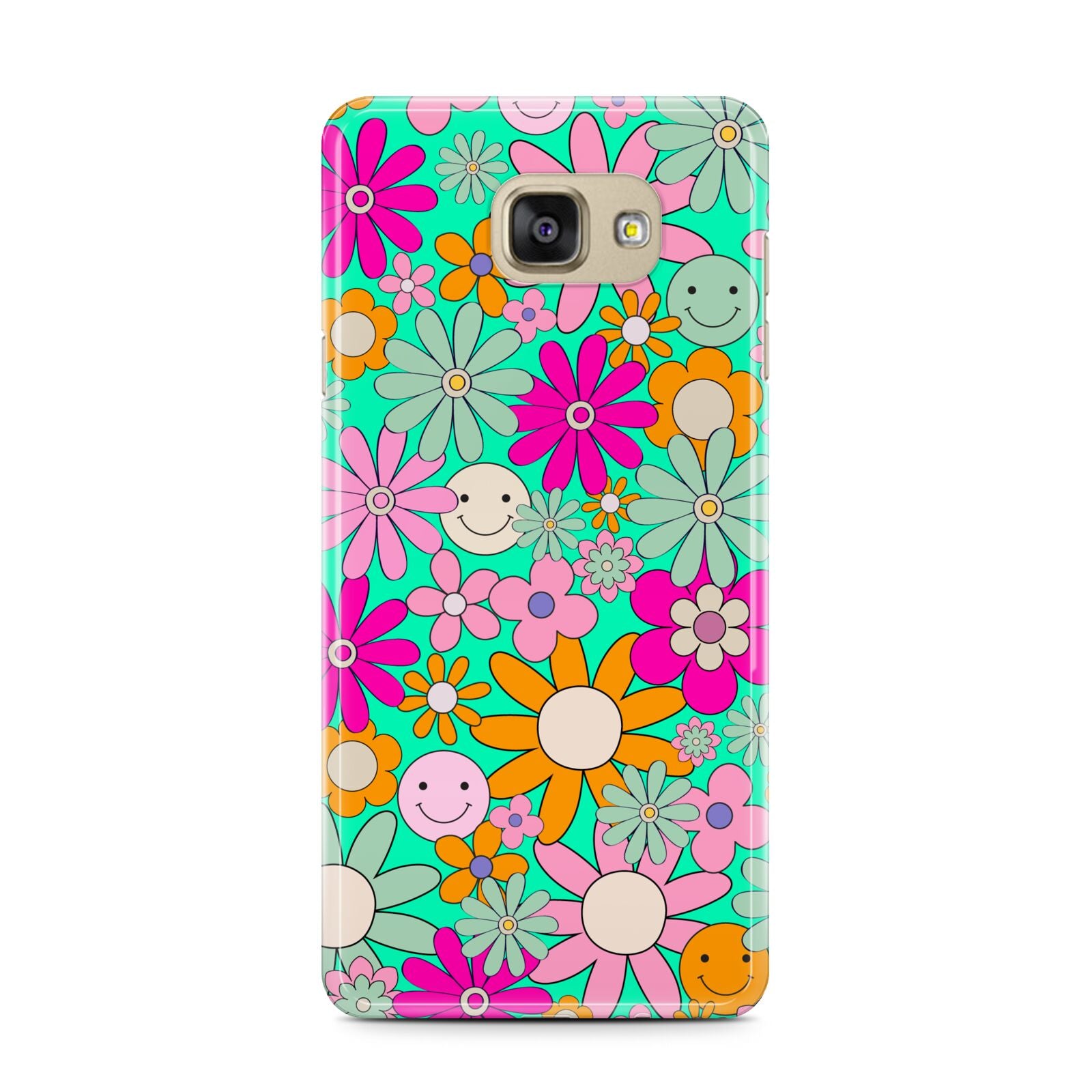 Hippy Floral Samsung Galaxy A7 2016 Case on gold phone