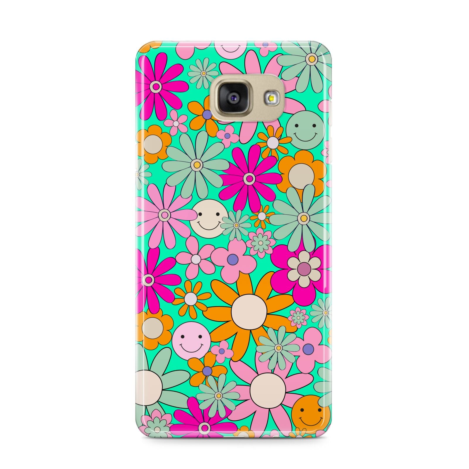 Hippy Floral Samsung Galaxy A9 2016 Case on gold phone
