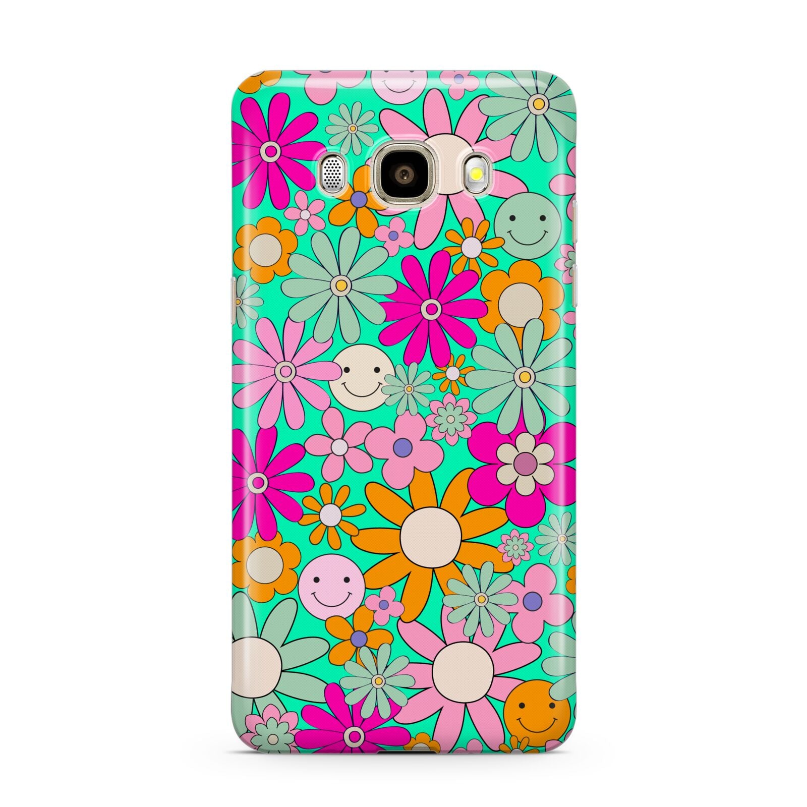 Hippy Floral Samsung Galaxy J7 2016 Case on gold phone