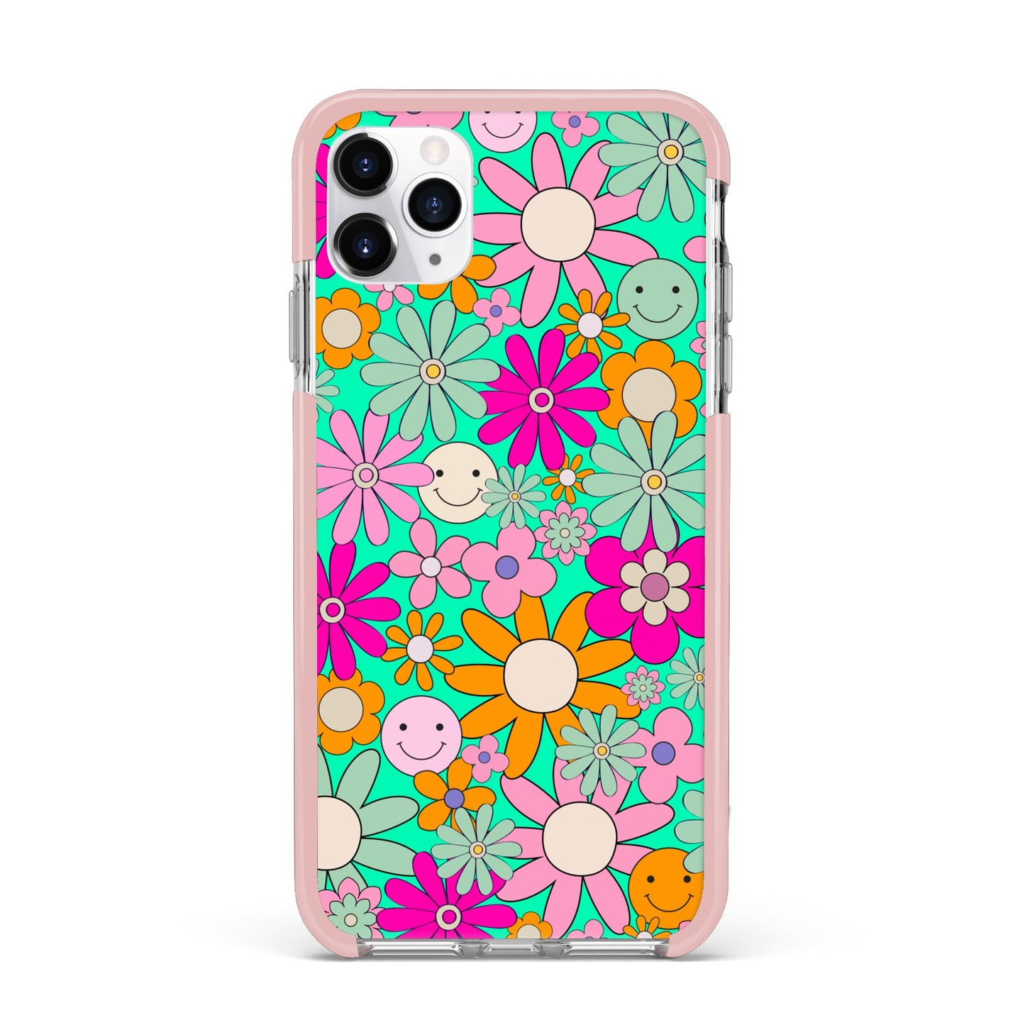 Hippy Floral iPhone 11 Pro Max Impact Pink Edge Case