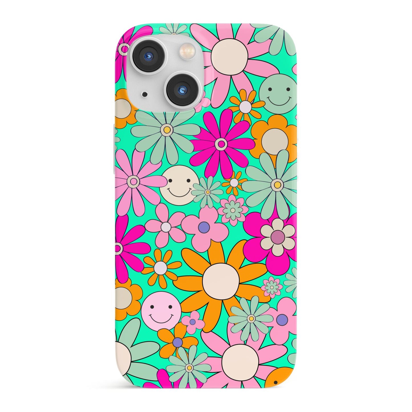 Hippy Floral iPhone 13 Mini Full Wrap 3D Snap Case