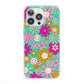 Hippy Floral iPhone 13 Pro Clear Bumper Case