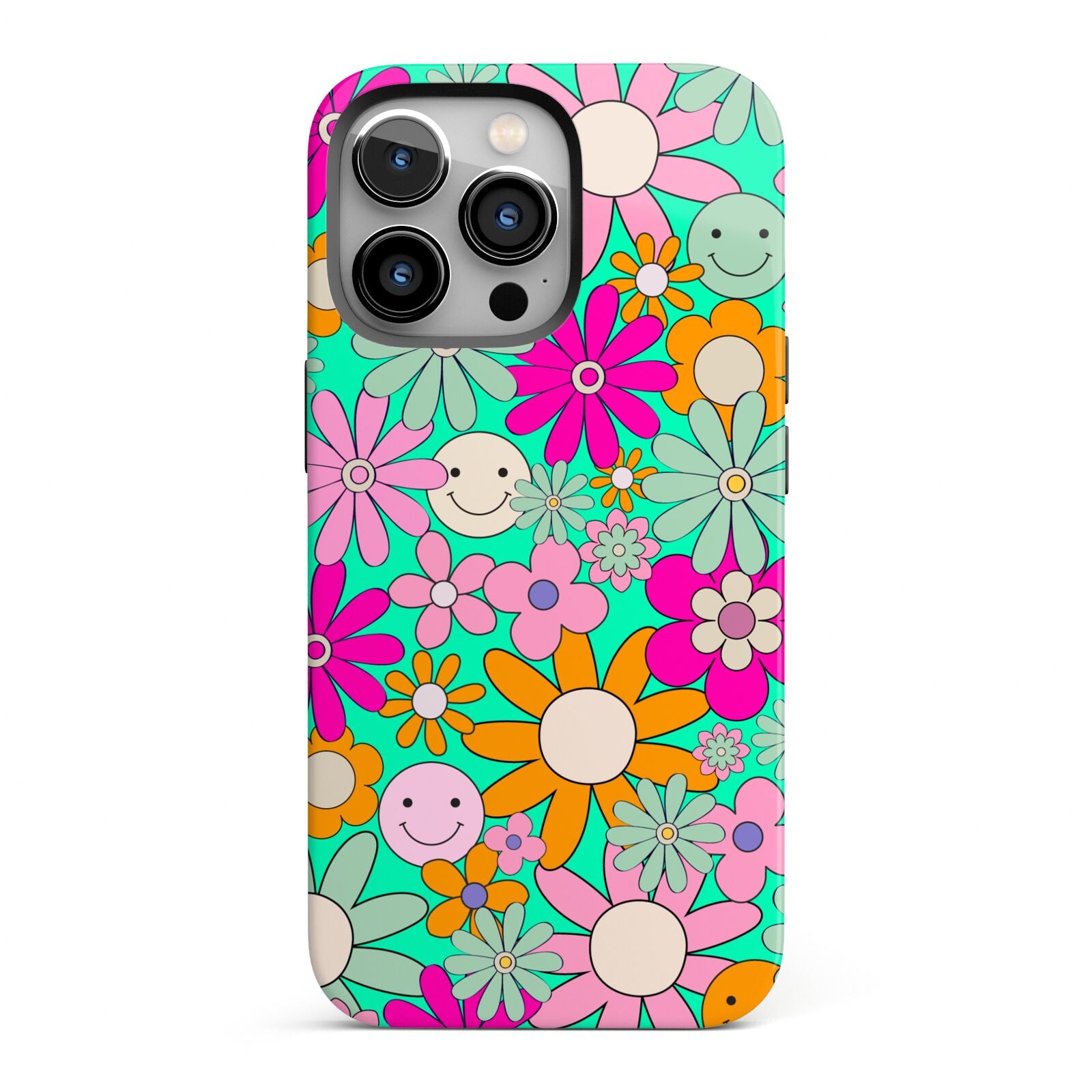 Hippy Floral iPhone 13 Pro Full Wrap 3D Tough Case