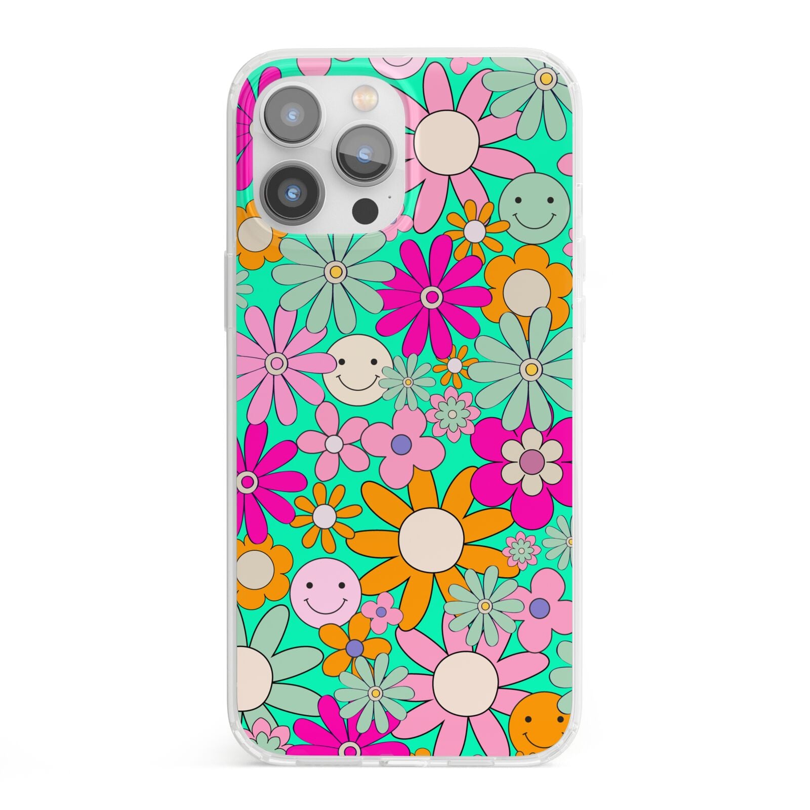 Hippy Floral iPhone 13 Pro Max Clear Bumper Case