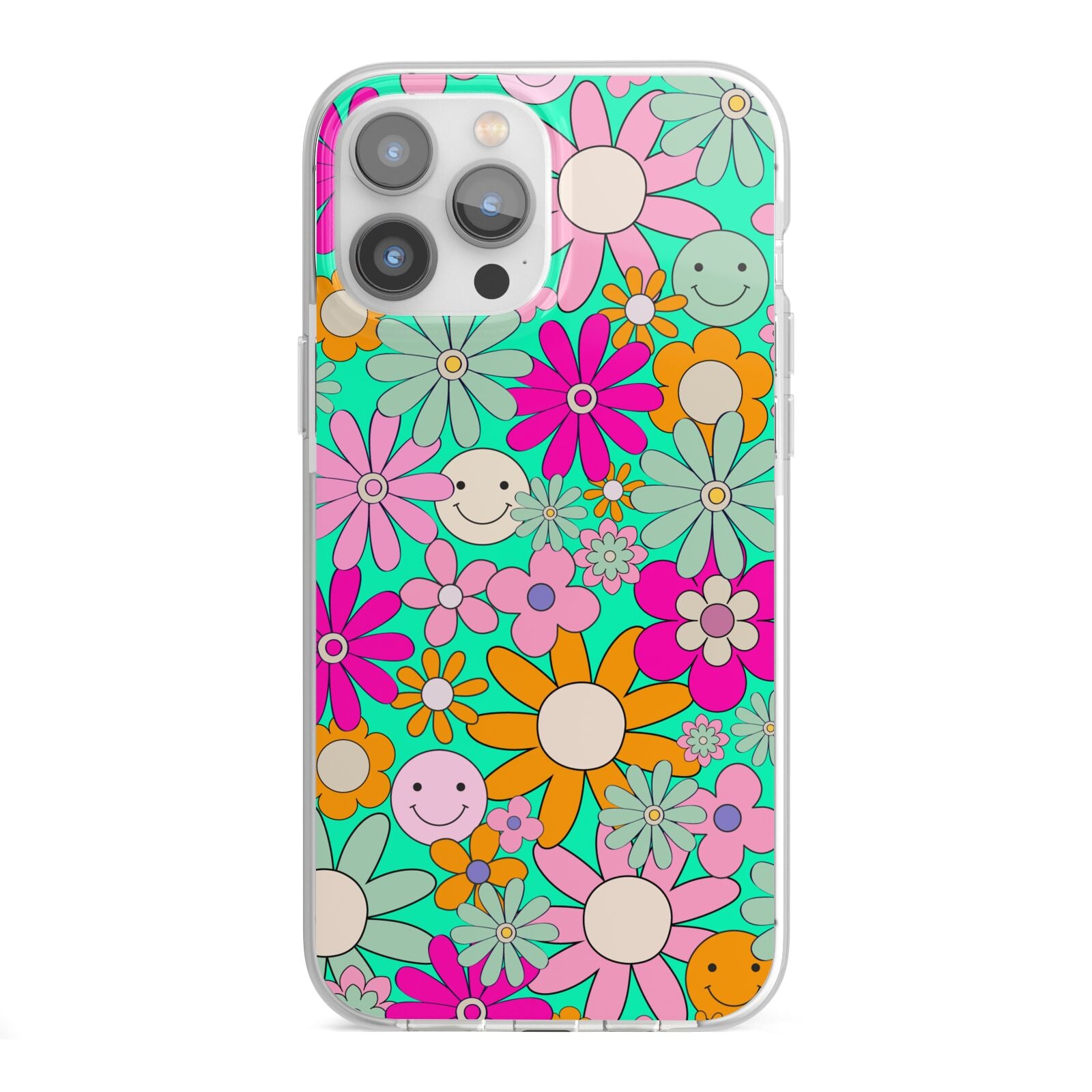 Hippy Floral iPhone 13 Pro Max TPU Impact Case with White Edges