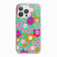 Hippy Floral iPhone 13 Pro TPU Impact Case with Pink Edges